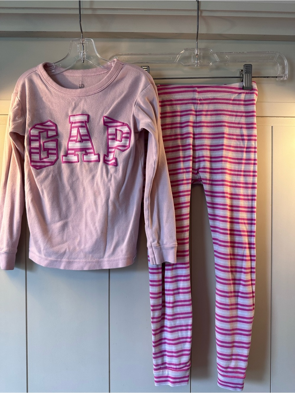 GAP Pink Striped Pajama Set - Long Sleeve Top & Leggings